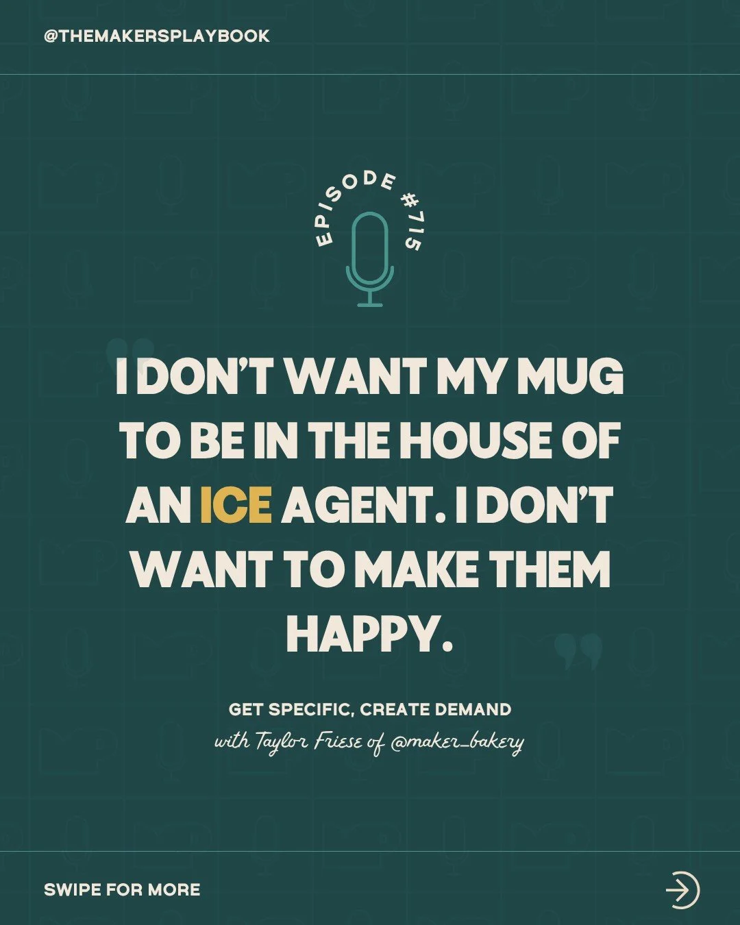 🤔 What do you actually want from your making life? 🤔

Taylor Friese of @maker_bakery has a waitlist that stretches years into the future &mdash; not because she tried to appeal to everyone, but because she got radically specific about who she makes