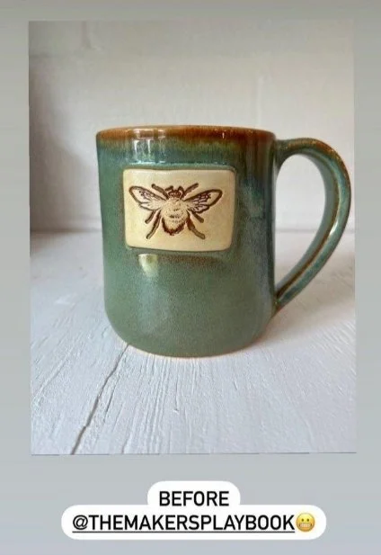 A mug sitting on the ground