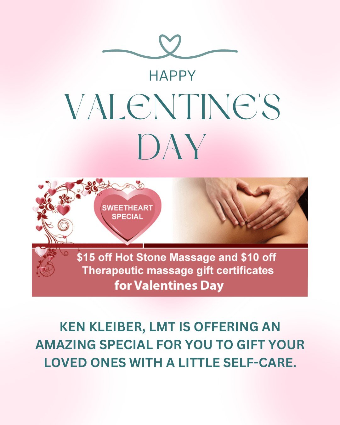 Gift your sweetheart with a massage from our new, highly skilled massage therapist! Ken Kleiber has been practicing massage therapy since 1998. His journey in this field began as a senior massage therapist at Foxhollow Clinic and Spa, where he worked