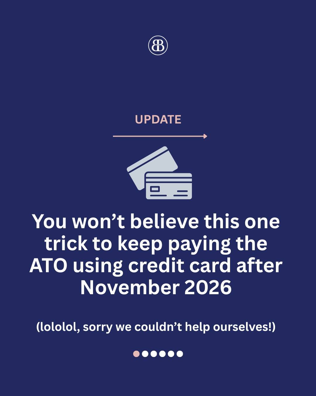 UPDATE: After 30 November 2026, the ATO will stop accepting credit card payments for tax debts - BAS, income tax, PAYG, the lot.

So what's the go? Swipe to see more.