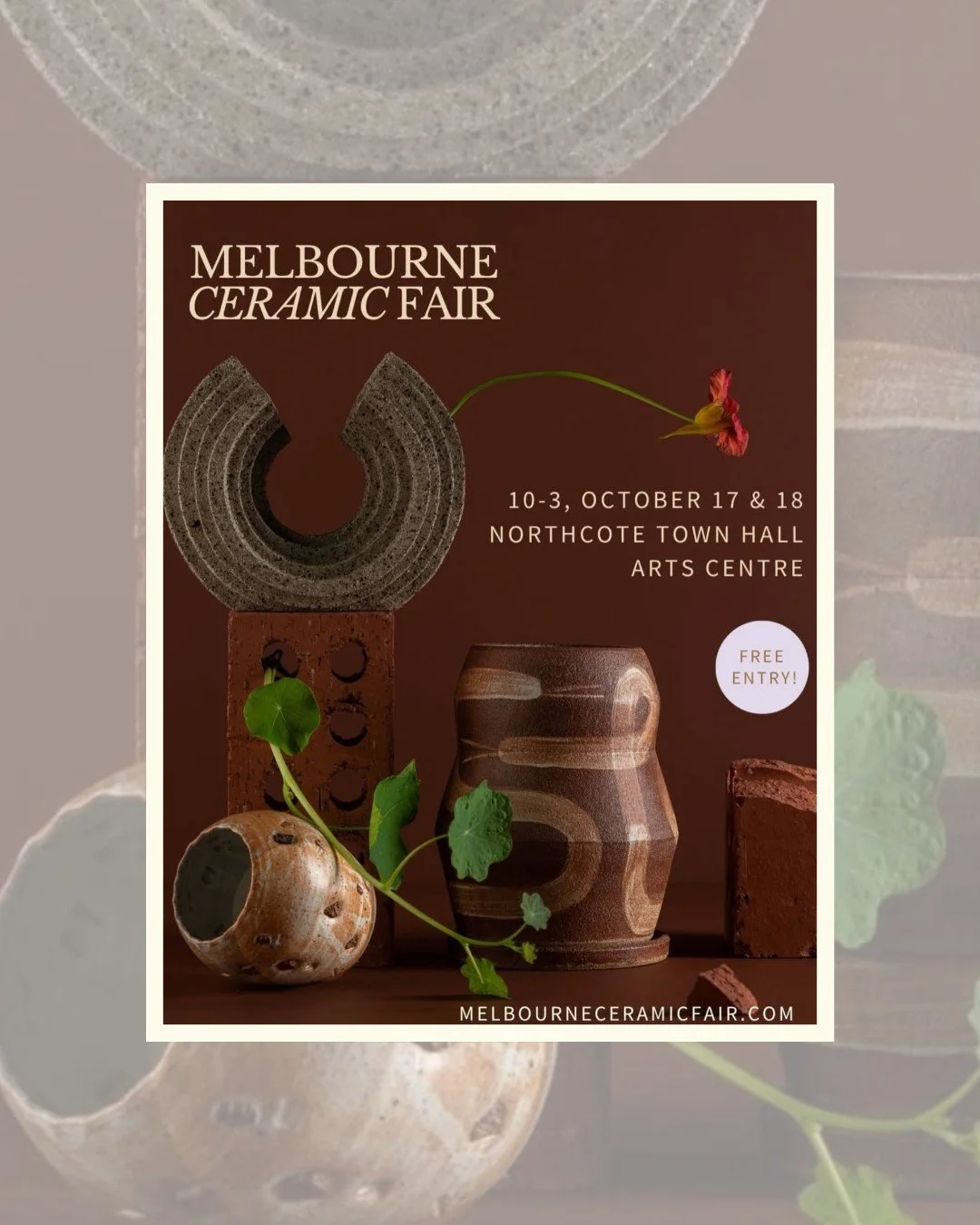 MARKET WEEKEND!
The Melbourne Ceramic Fair is on this weekend:

🖼️ Melbourne Ceramic Fair 2026
🗓️ October 17 &amp; 18
📍Northcote Town Hall Arts Centre