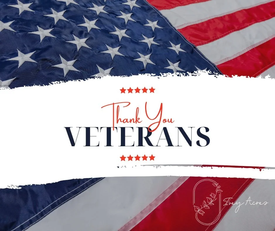 Today, we honor the brave men and women who have served our country with courage, dedication, and sacrifice.

At Ivey Acres, we pause to remember that freedom isn&rsquo;t free, it&rsquo;s built on the strength and service of our Veterans.

From our f