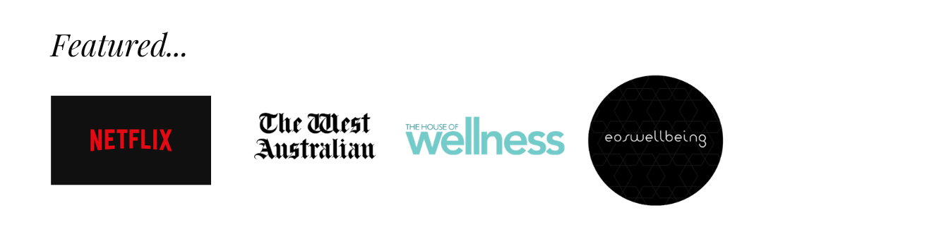 Logos of Netflix, The West Australian, The House of Wellness, and an eowellbeing logo.