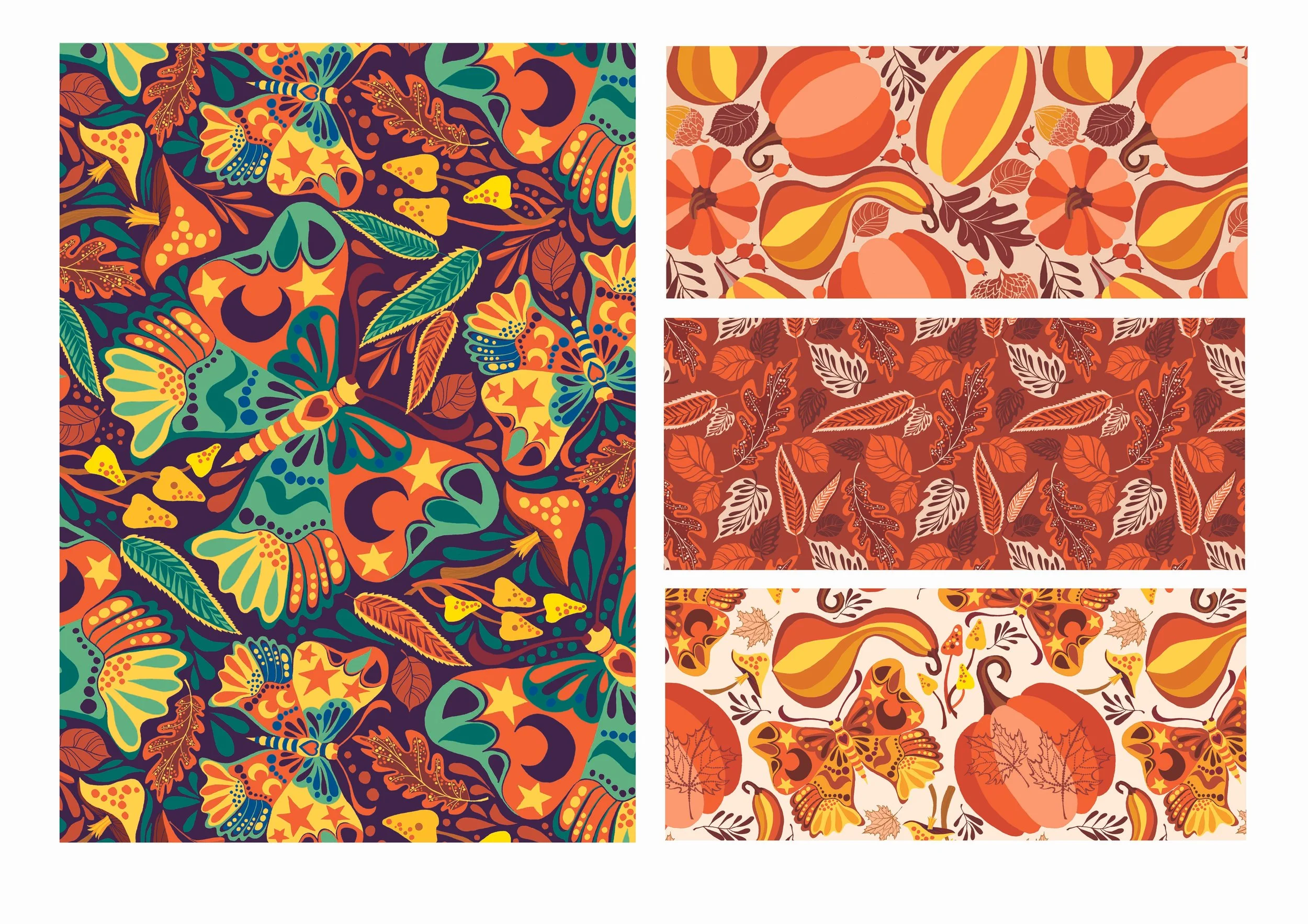 Example of a coordinating textile surface pattern design collection by Susie Hunter