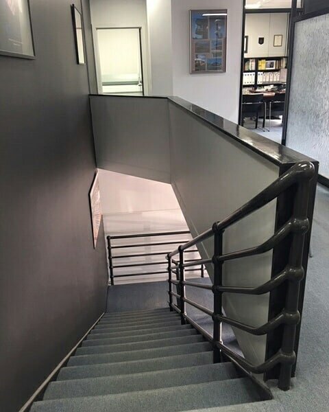 Here is a before and after of our stairs, the timber battens and our new plants brighten up the space so much and we love it!

#beforeandafter&nbsp; #building #stairs #interior #timberbattens  #newoffice #plants #greenery