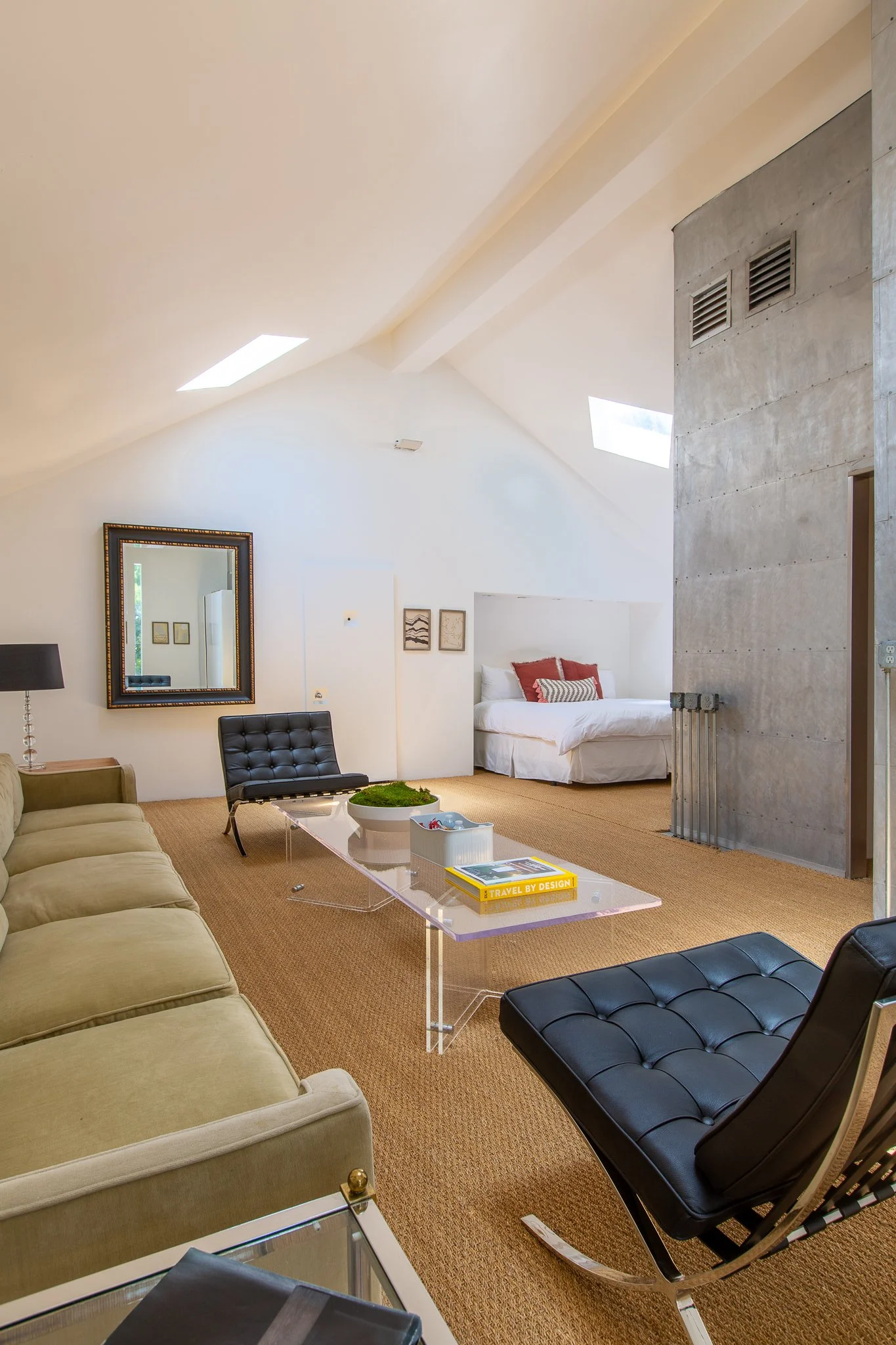 Mid-century furnishings fill the The Nest, a luxury suite at the Round Top Motel