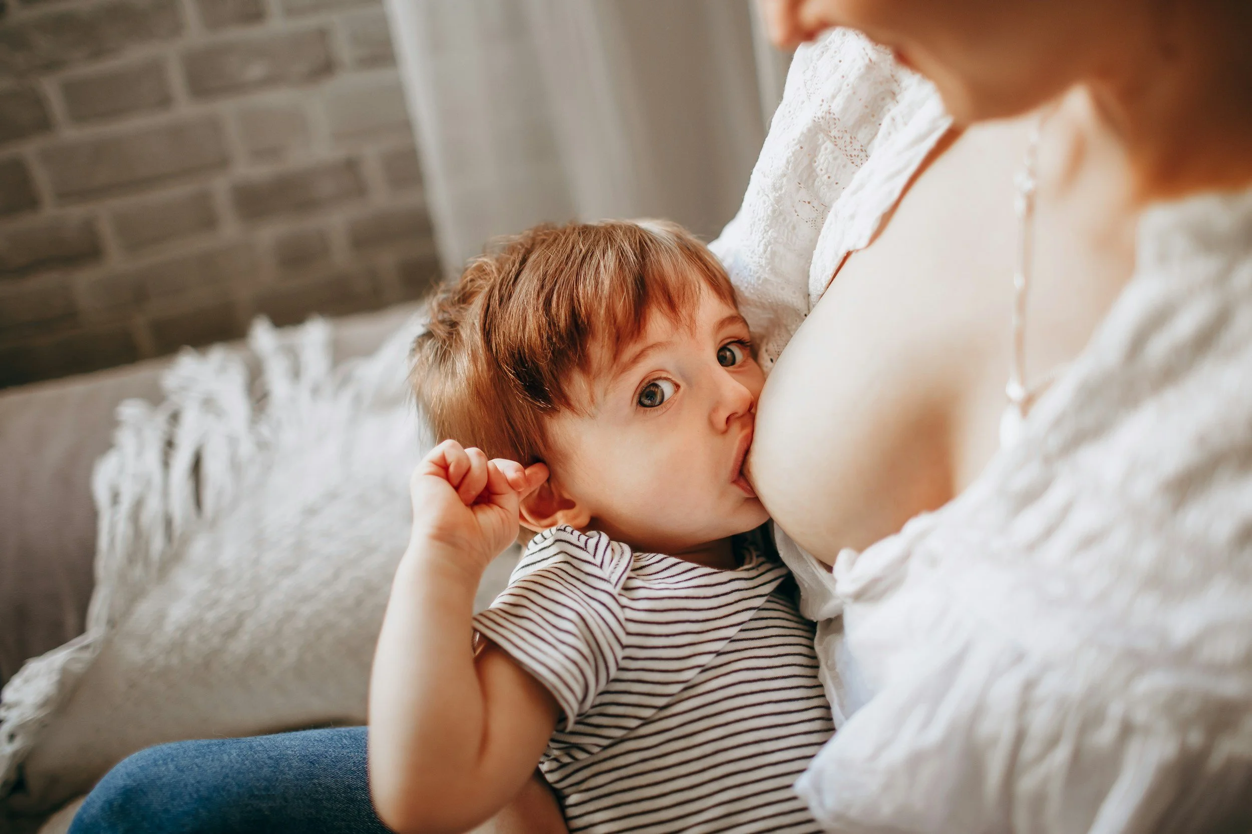infant feeding on boob, breastfeeding child