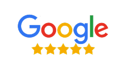 Google logo with five yellow stars below it