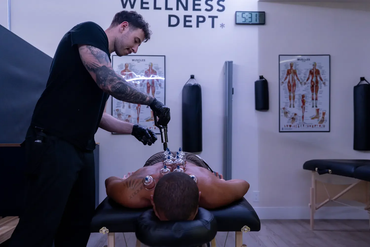 Cupping therapy during a myofascial release session at Biohack Cryo & Wellness