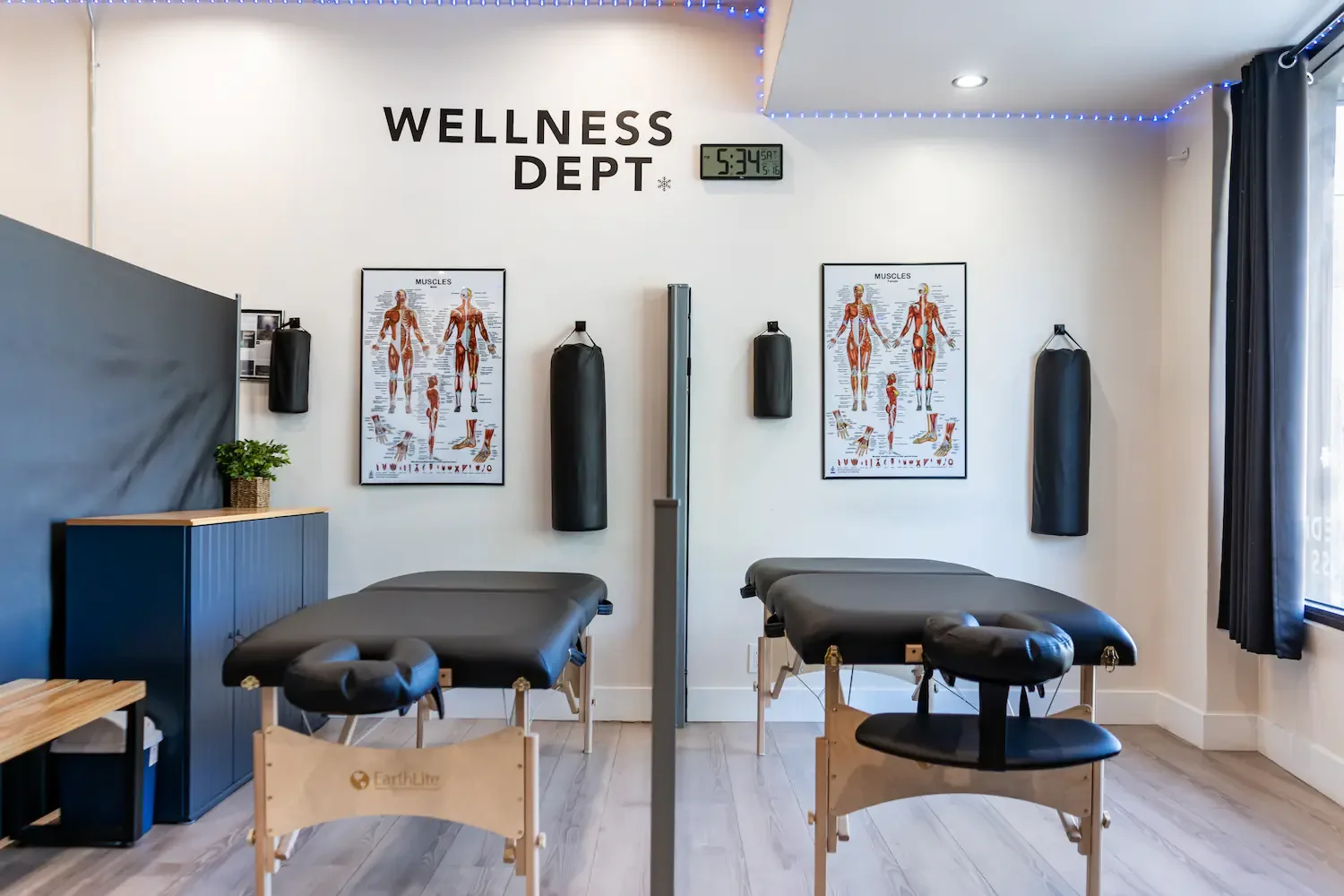 Wellness Dept treatment room with two tables at Biohack Cryo & Wellness in Woodland Hills