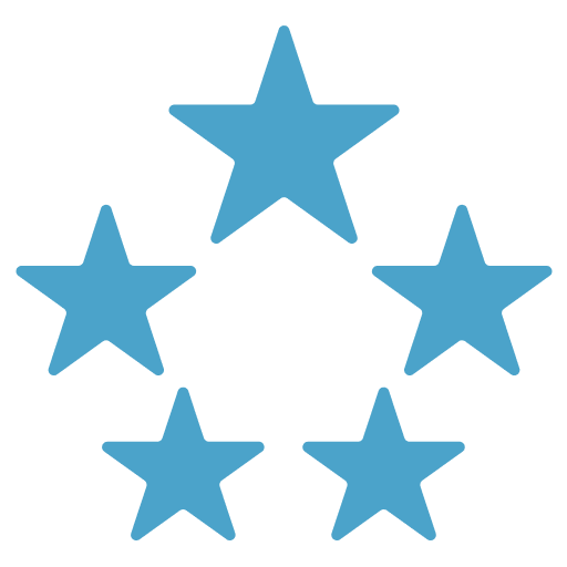 Five blue stars arranged in a pentagon pattern.