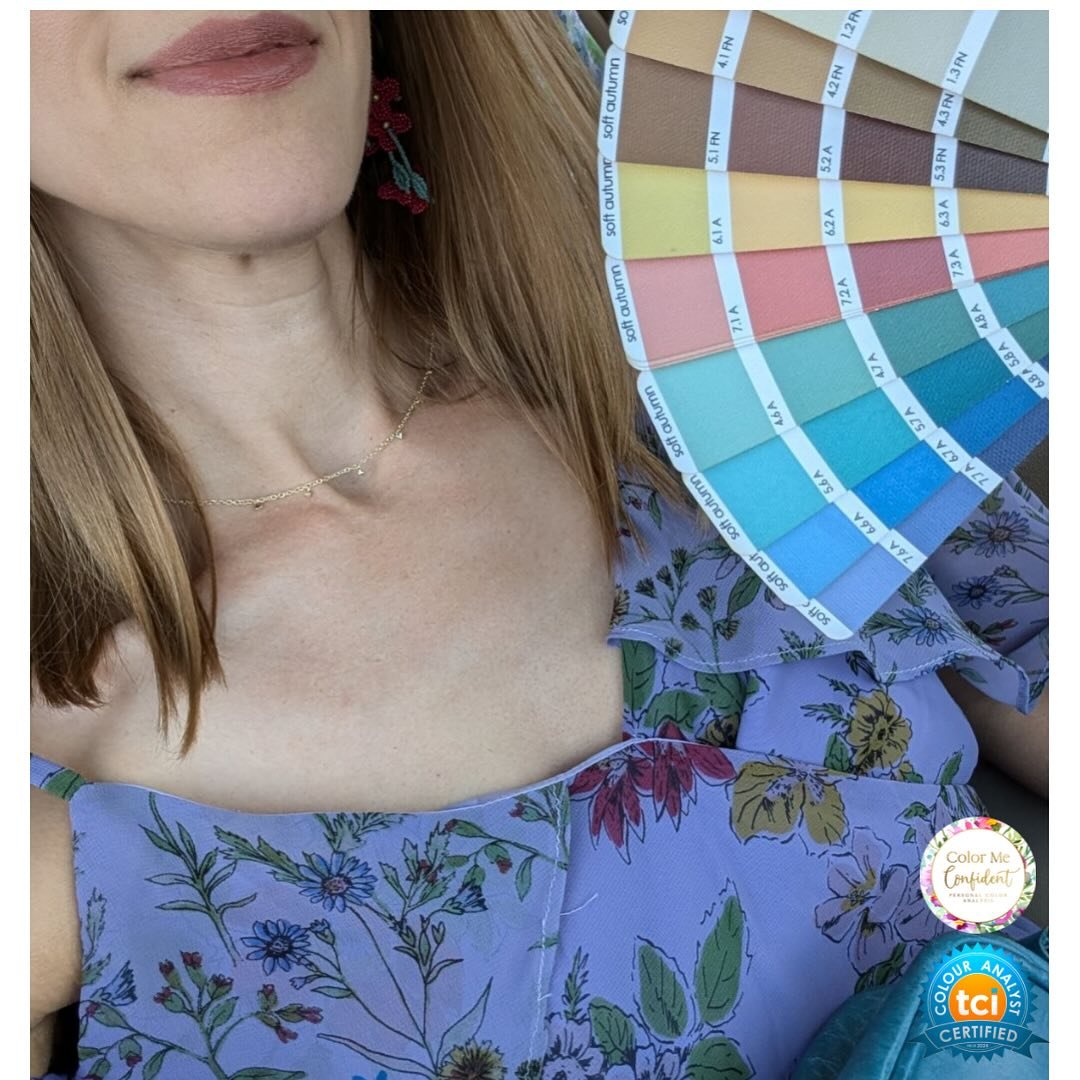 I love getting messages from clients after their analysis and seeing how they use their colors! 

This beautiful Soft Autumn client loved this dress, but the colors were not in her palette. She decided to dye it! This Soft Autumn purple is so pretty!