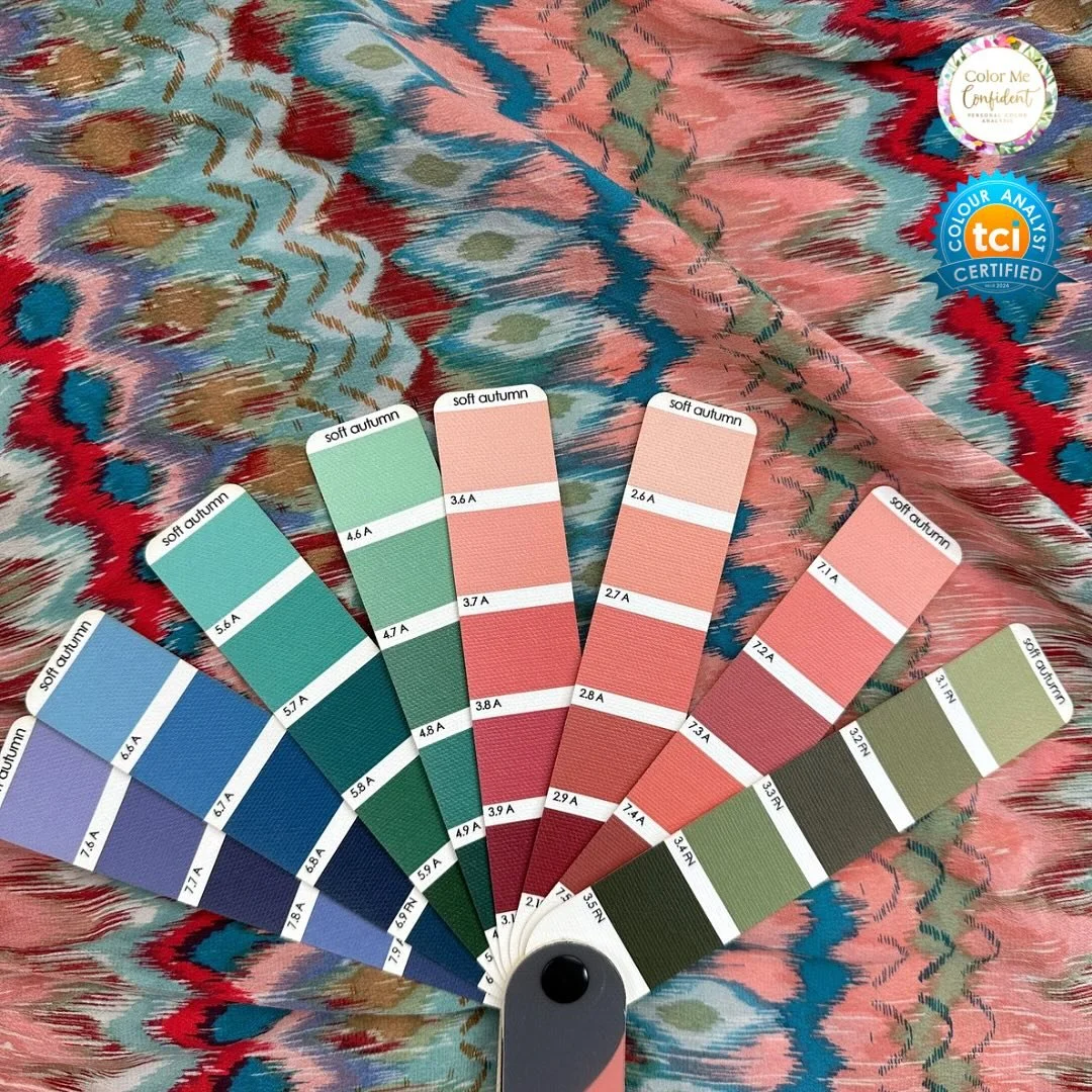FAQ: I know my best colors, but how do I find patterns that work for me?

When looking for patterns check to see if 
the main colors are in harmony with your color palette. 

Some patterns will have a pop of color that is not cohesive with the rest o