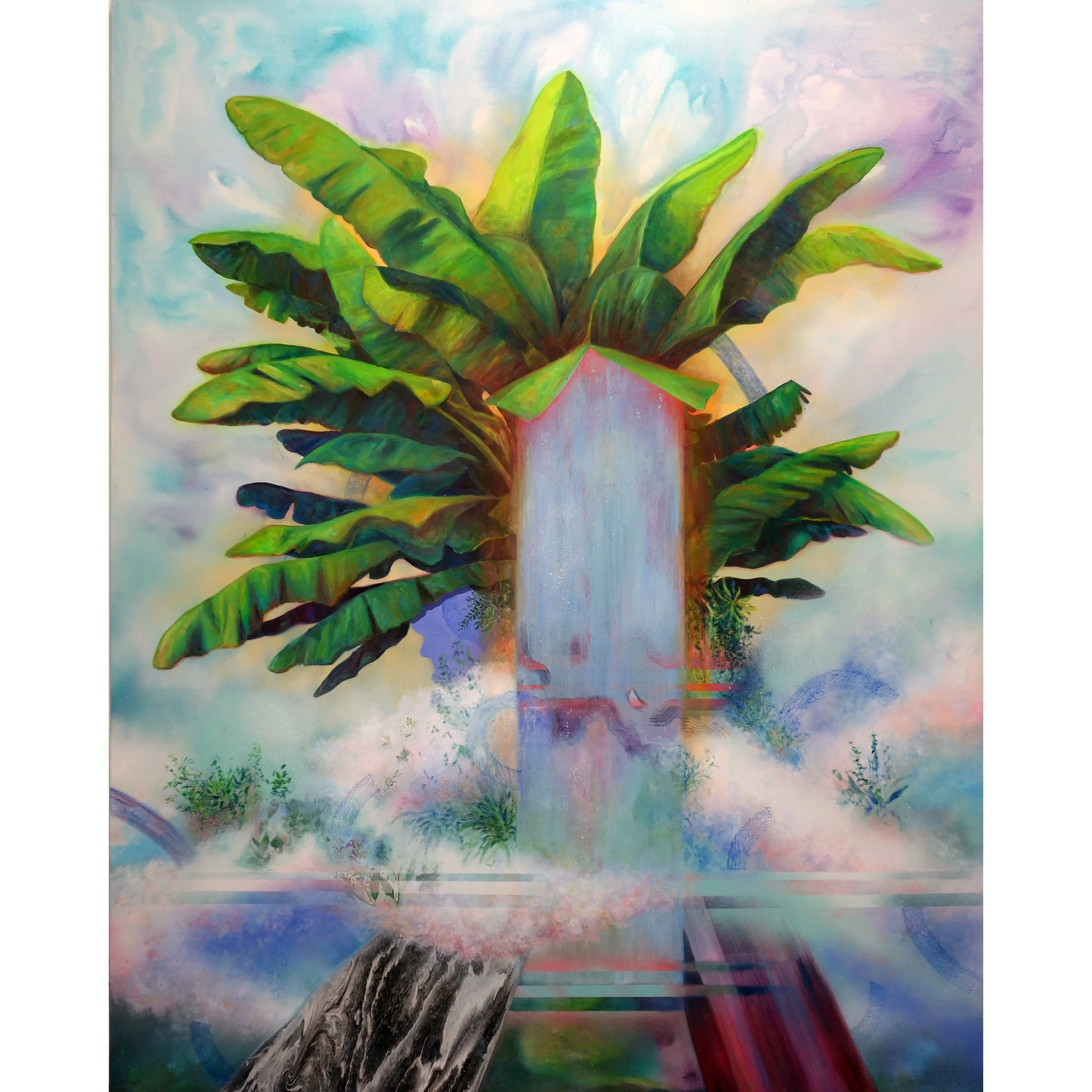 Bananatree 2, technique mixte sur toile, 200x160 cm, 2025 