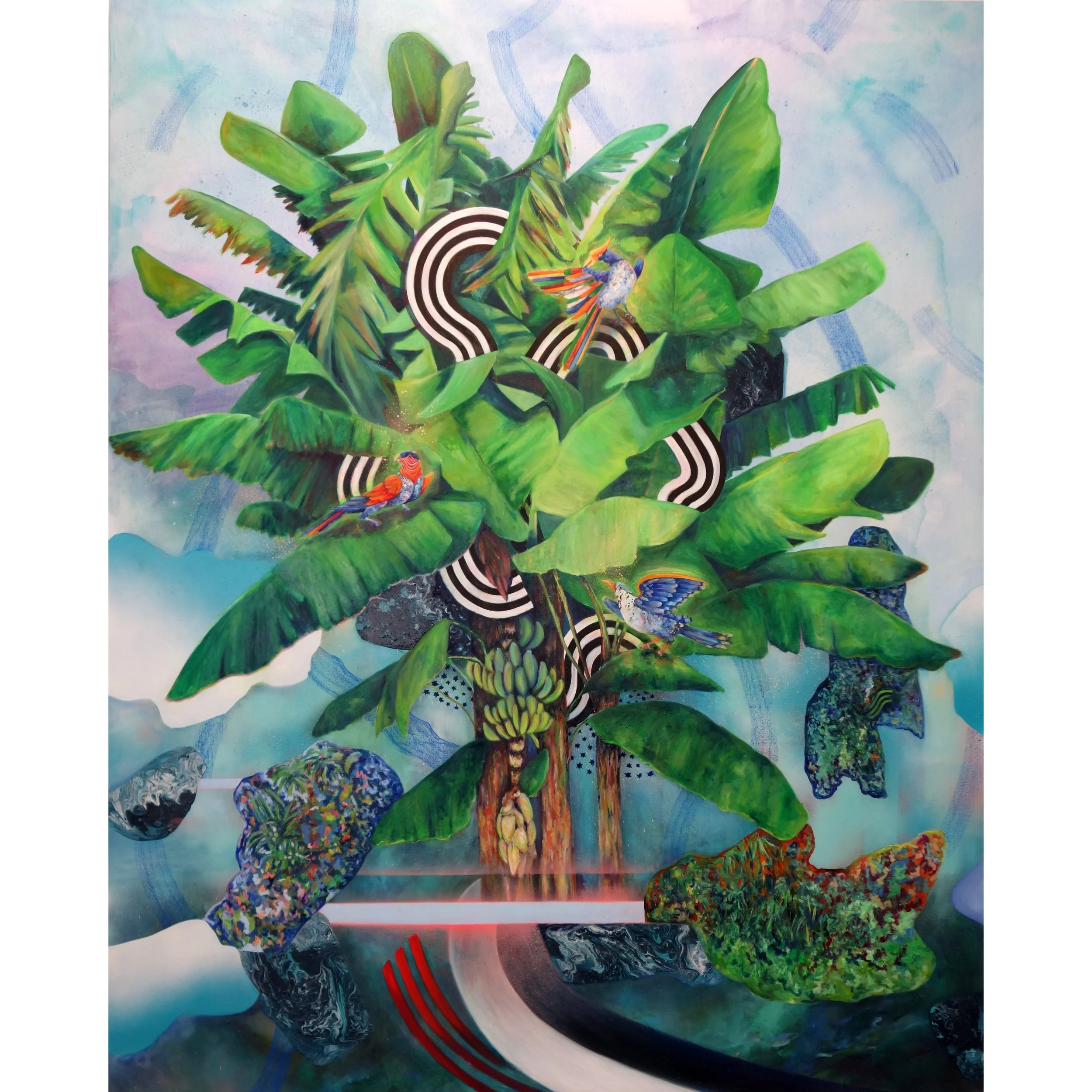 Banana tree, technique mixte sur toile, 200x150 cm, 2025 