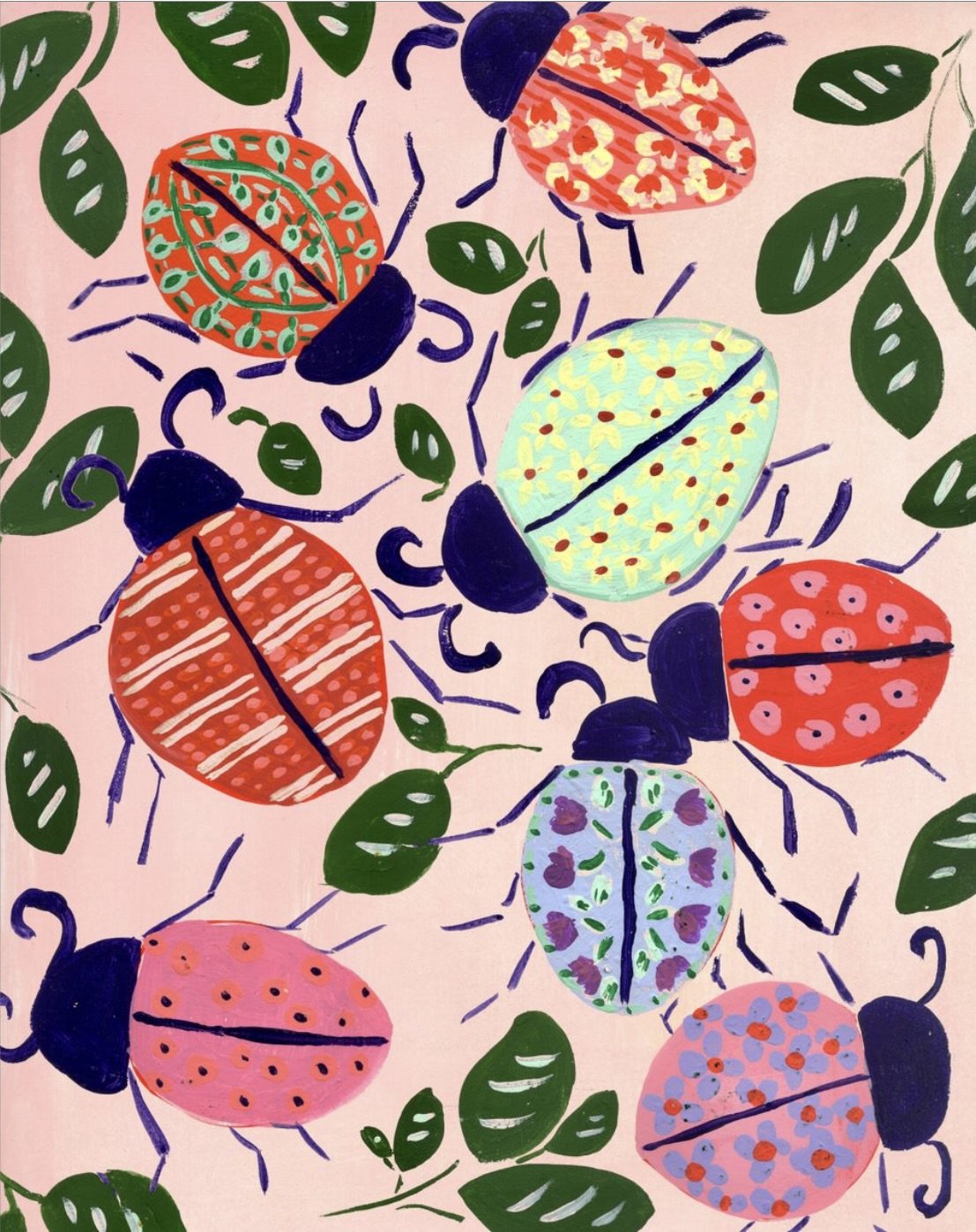bold colorful ladybug art nursery decor art for baby and children