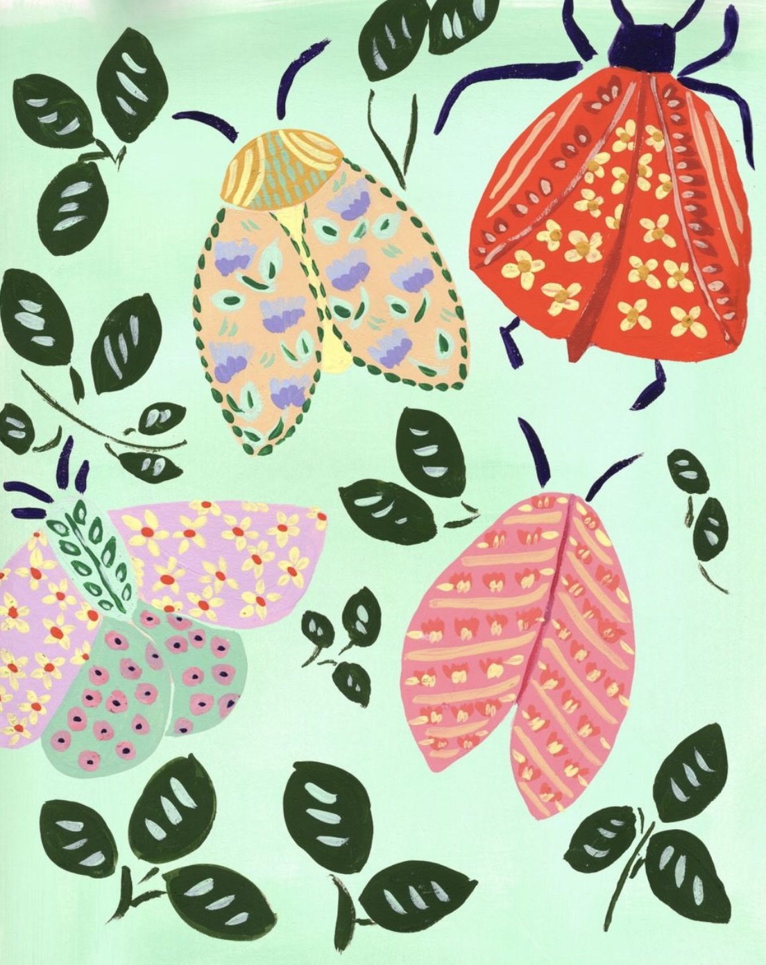 bold colorful moths bugs art nursery decor art for baby and children