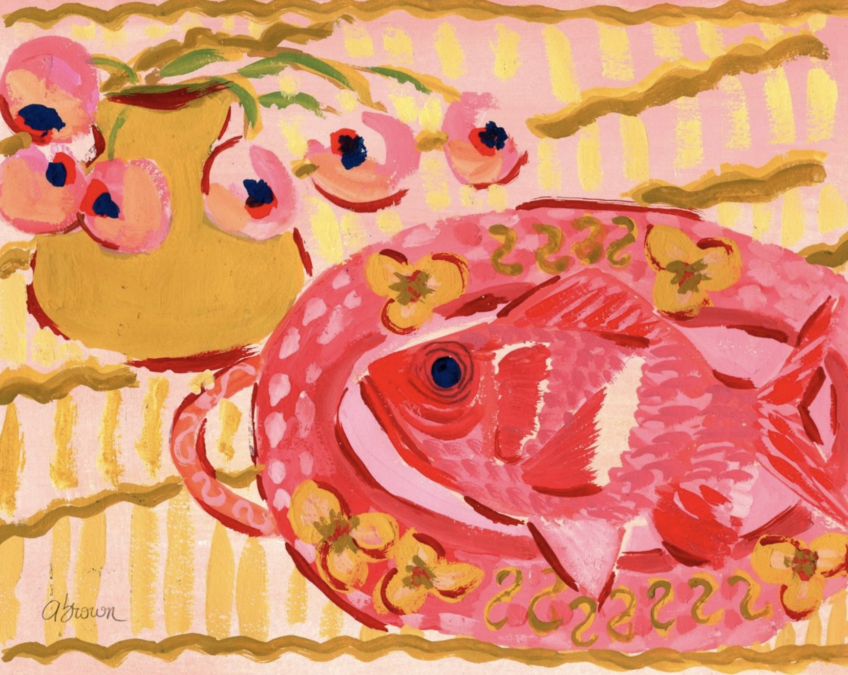 fine art print bold colorful still life fish art