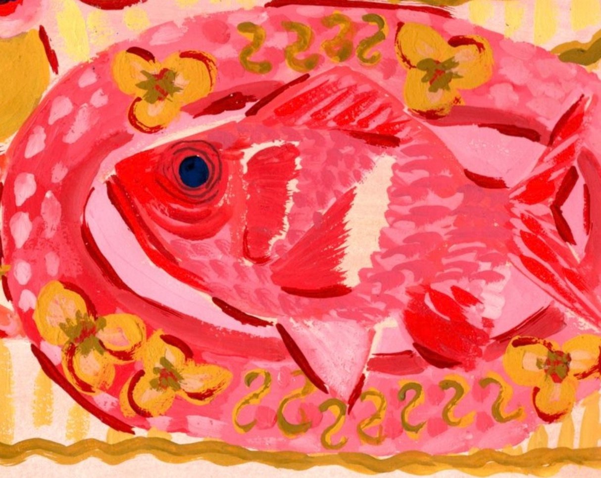 fine art print bold colorful still life fish art