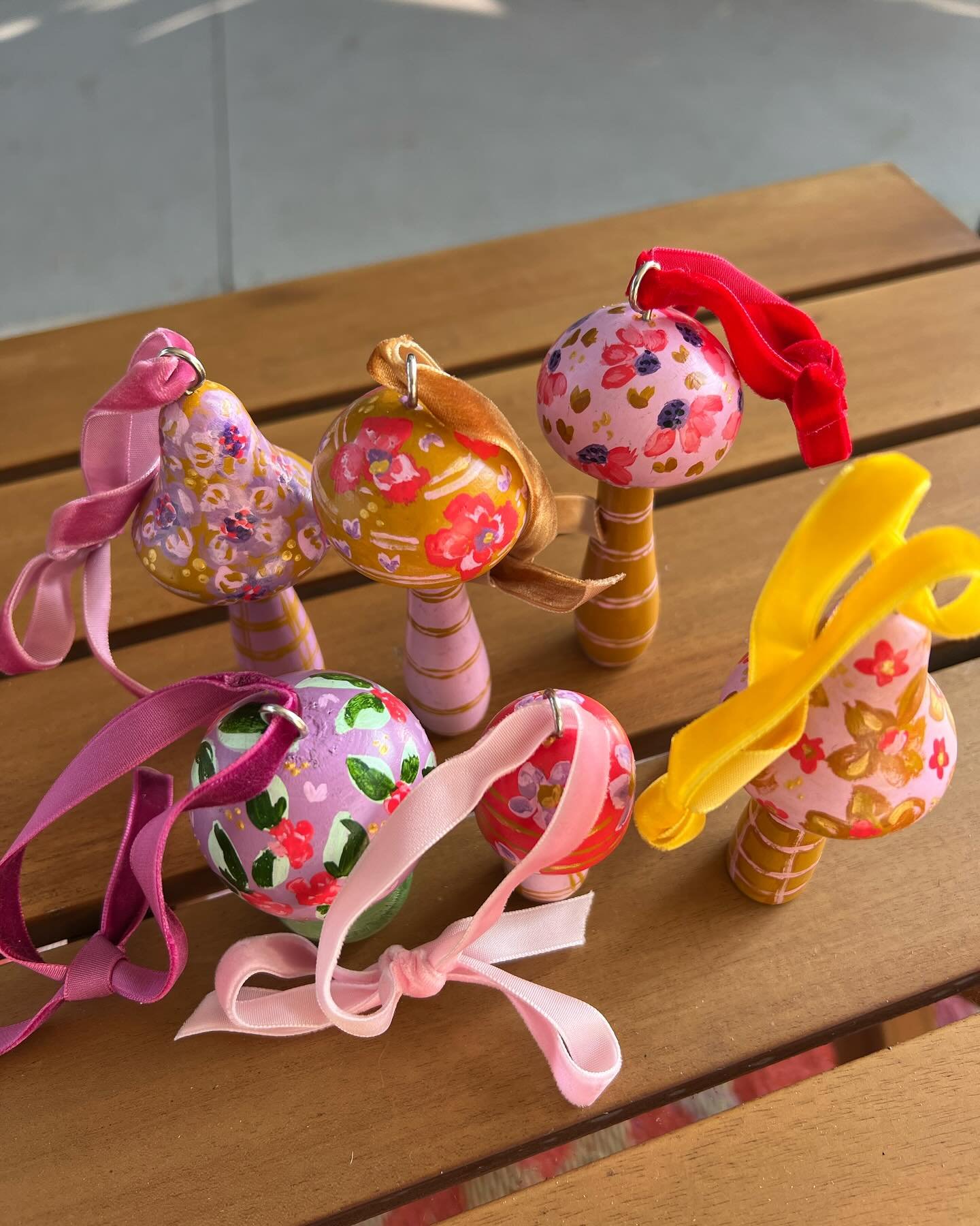 🍄✨ **Mushroom Magic Incoming!** ✨🍄 

I will bringing these charming mushrooms to the market with this fun twist&mdash;added a hook and ribbon to transform them into adorable ornaments! Perfect for your tree 🎄 or any other creative display. 

Like 