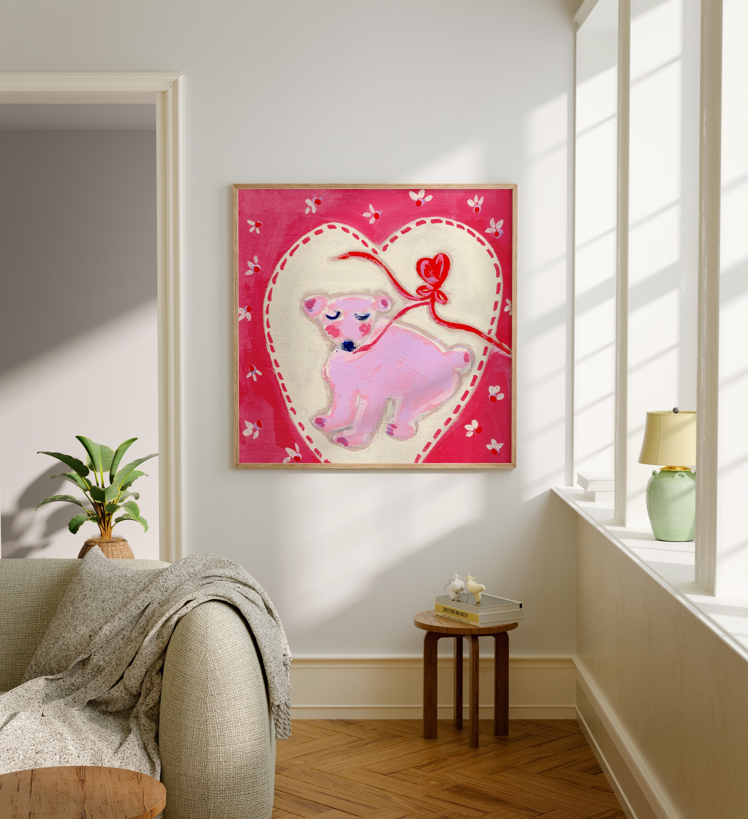 Pink Bear Art Print | I Love You LA | Children's Room Decor