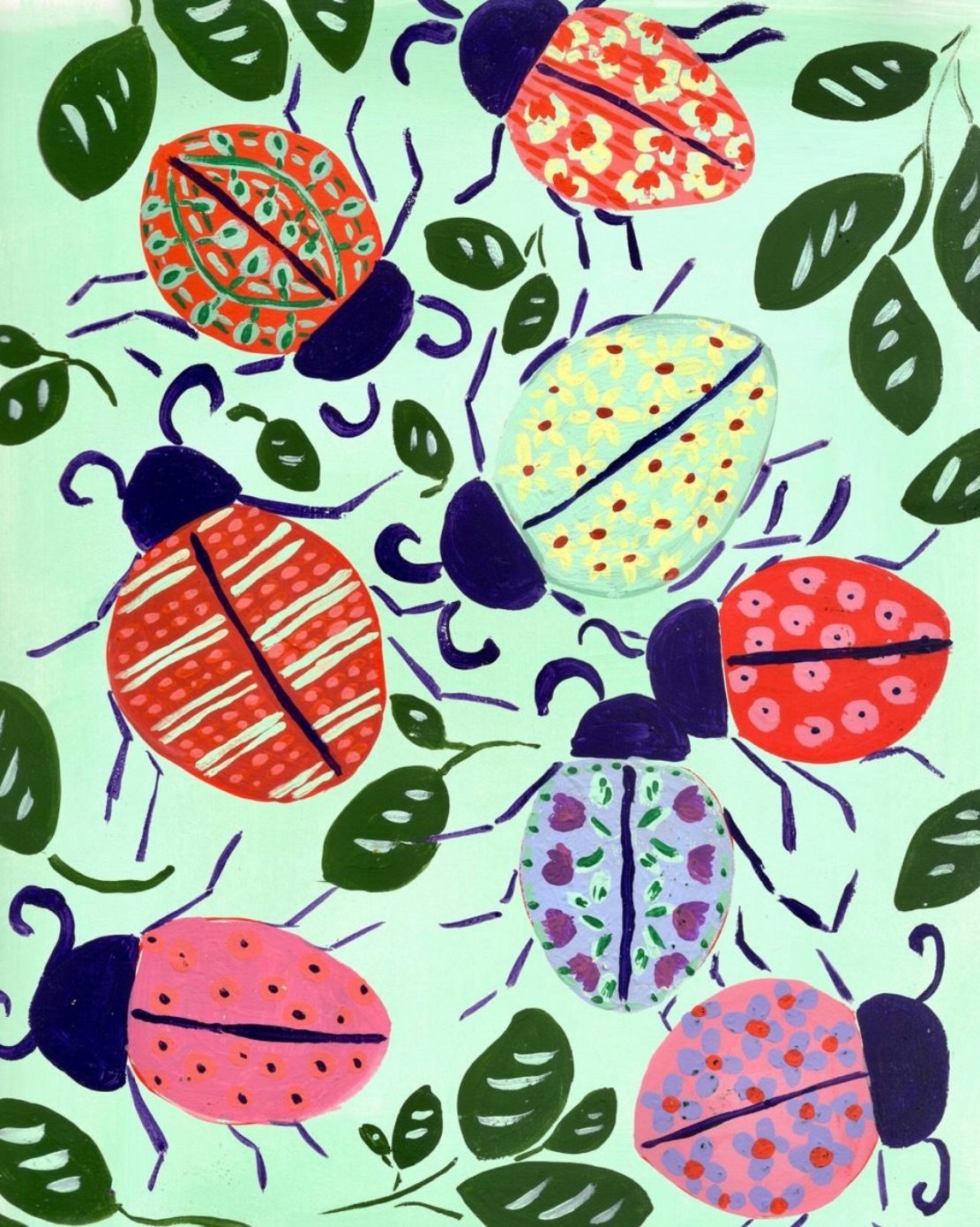 bold colorful ladybug art nursery decor art for baby and children