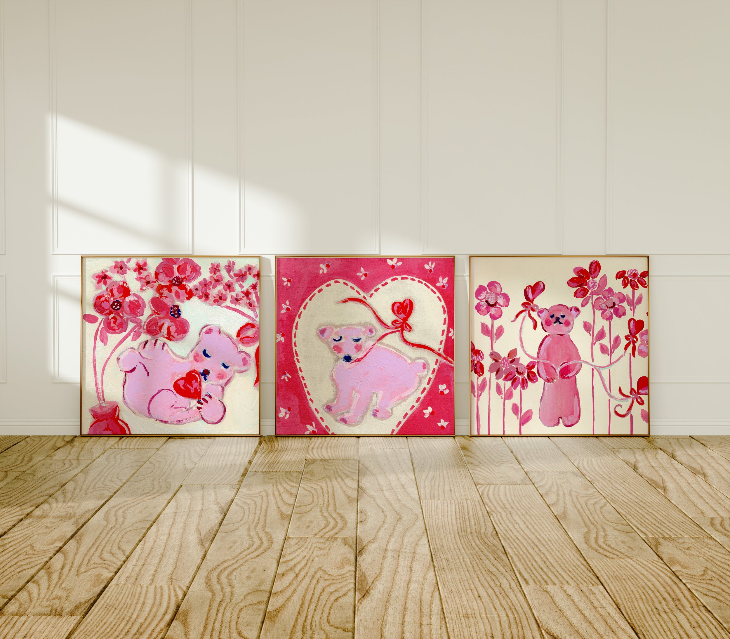 Pink Bear Art Print | I Love You LA | Children's Room Decor