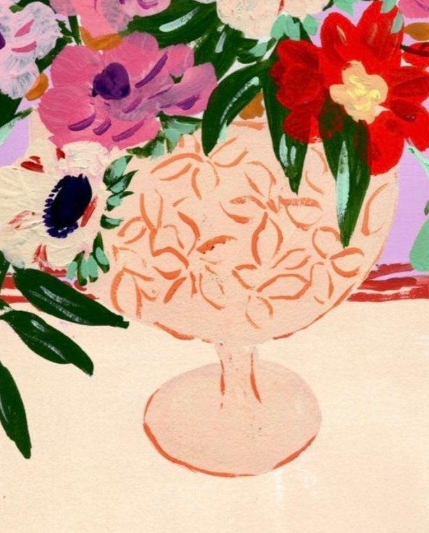 Fine Art Print wild floral arrangement anemones daisies in elegant vase