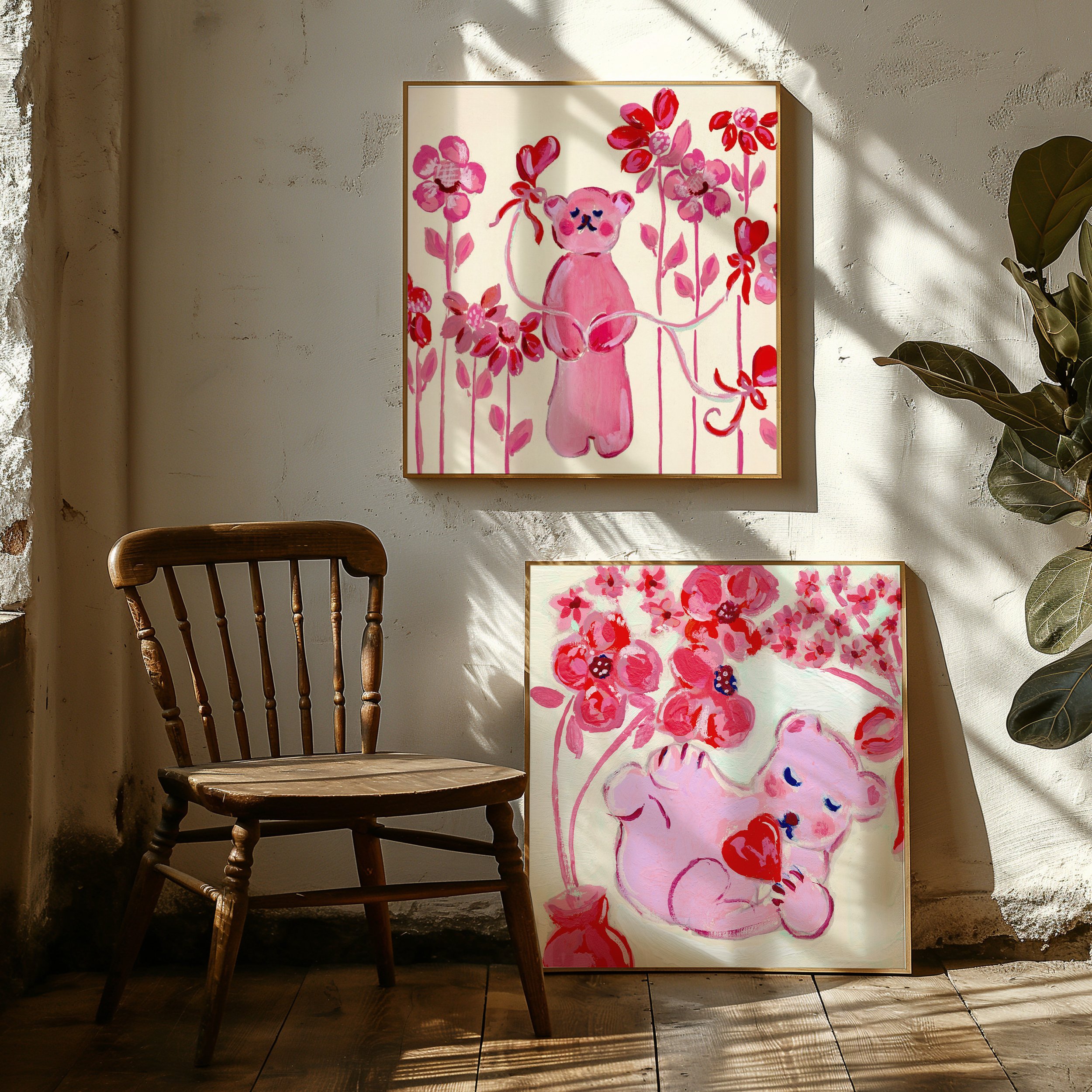Pink Bear Art Print | I Love You LA | Children's Room Decor