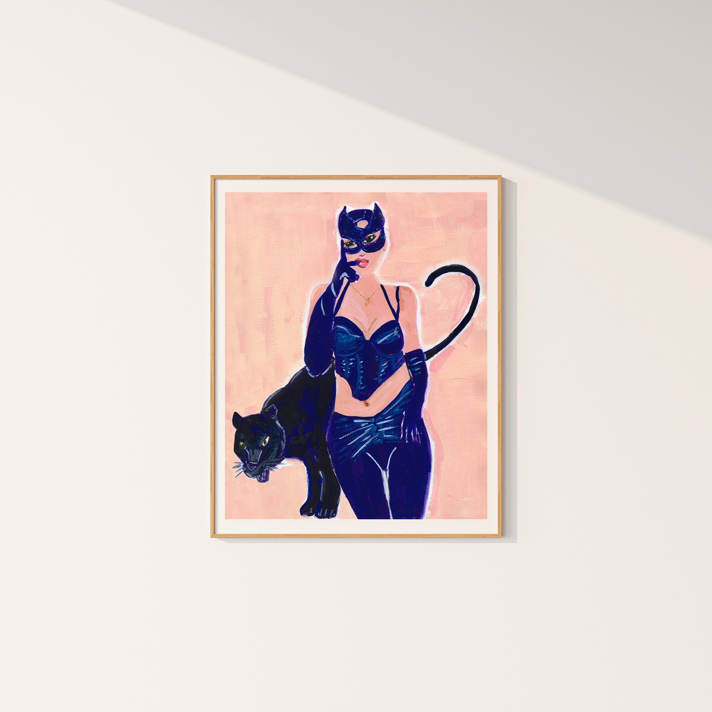fine art print giclee print woman and panther illustration sexy woman illustration