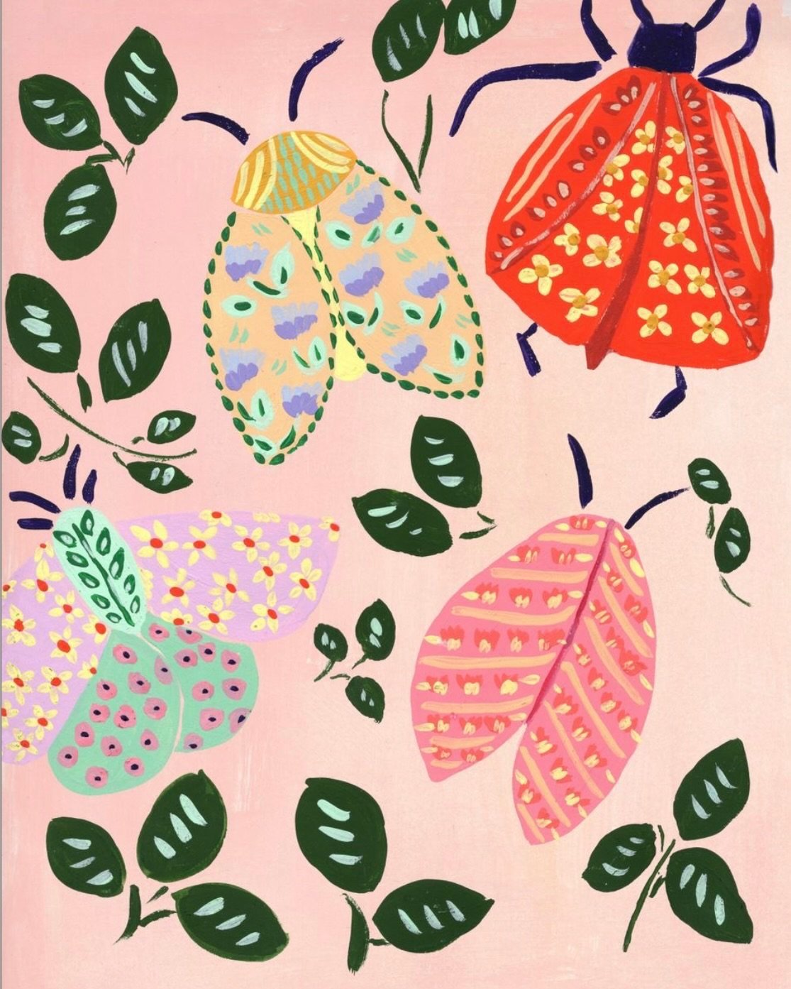 bold colorful moths bugs art nursery decor art for baby and children