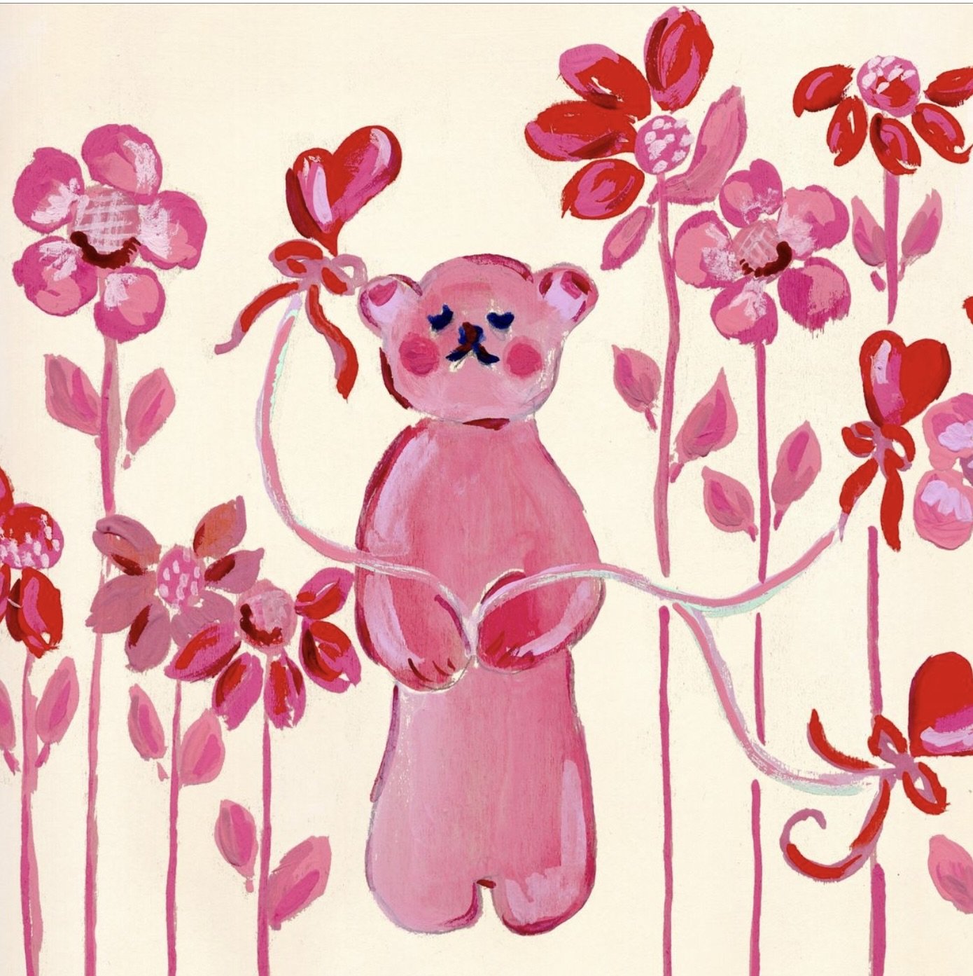Pink Bear Art Print | I Love You LA | Children's Room Decor