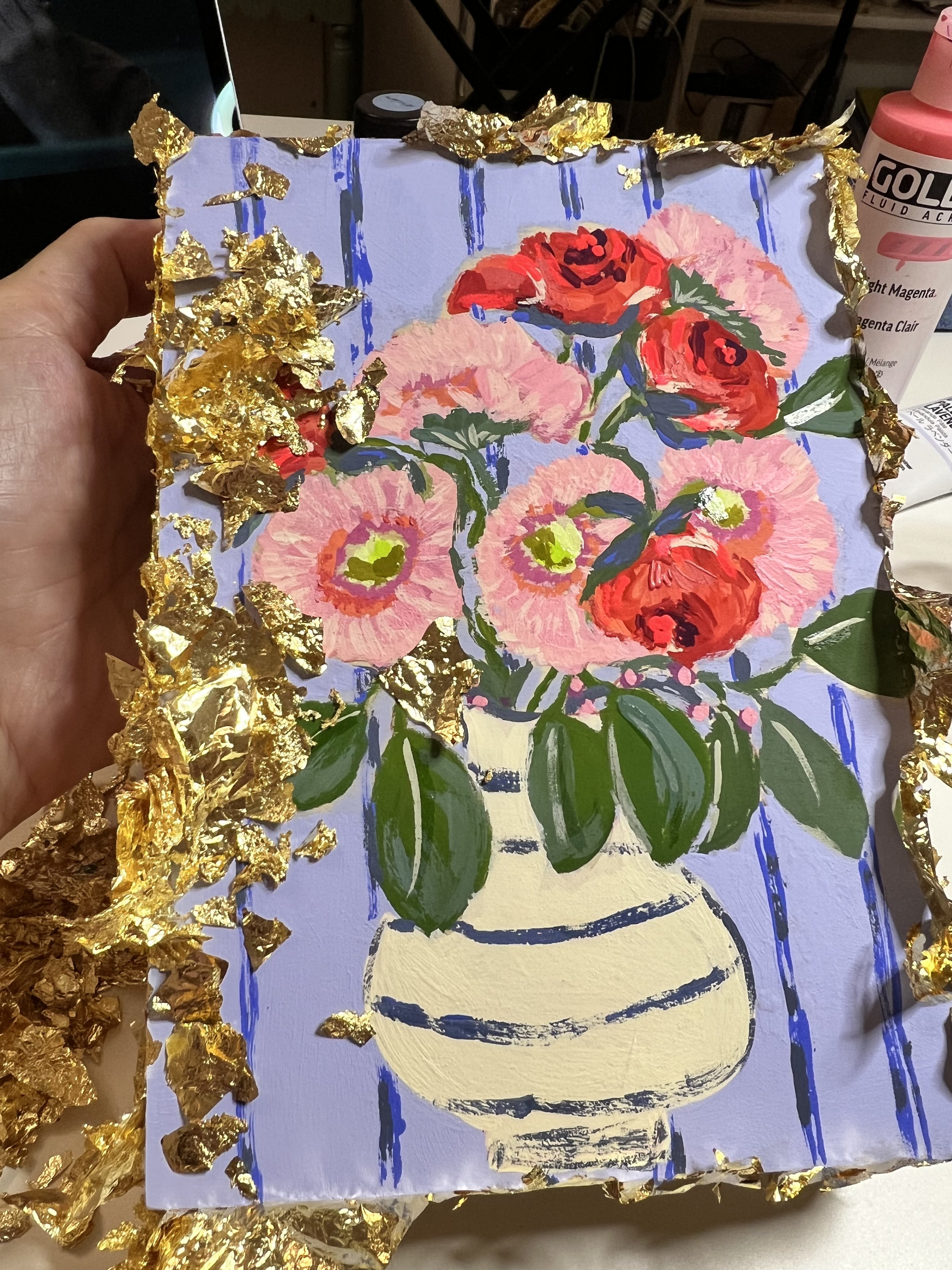 Freedom is inspired by some flowers in my studio. A way to remember that life can be beautiful as long as we choose to see the light and have hope for a better world.