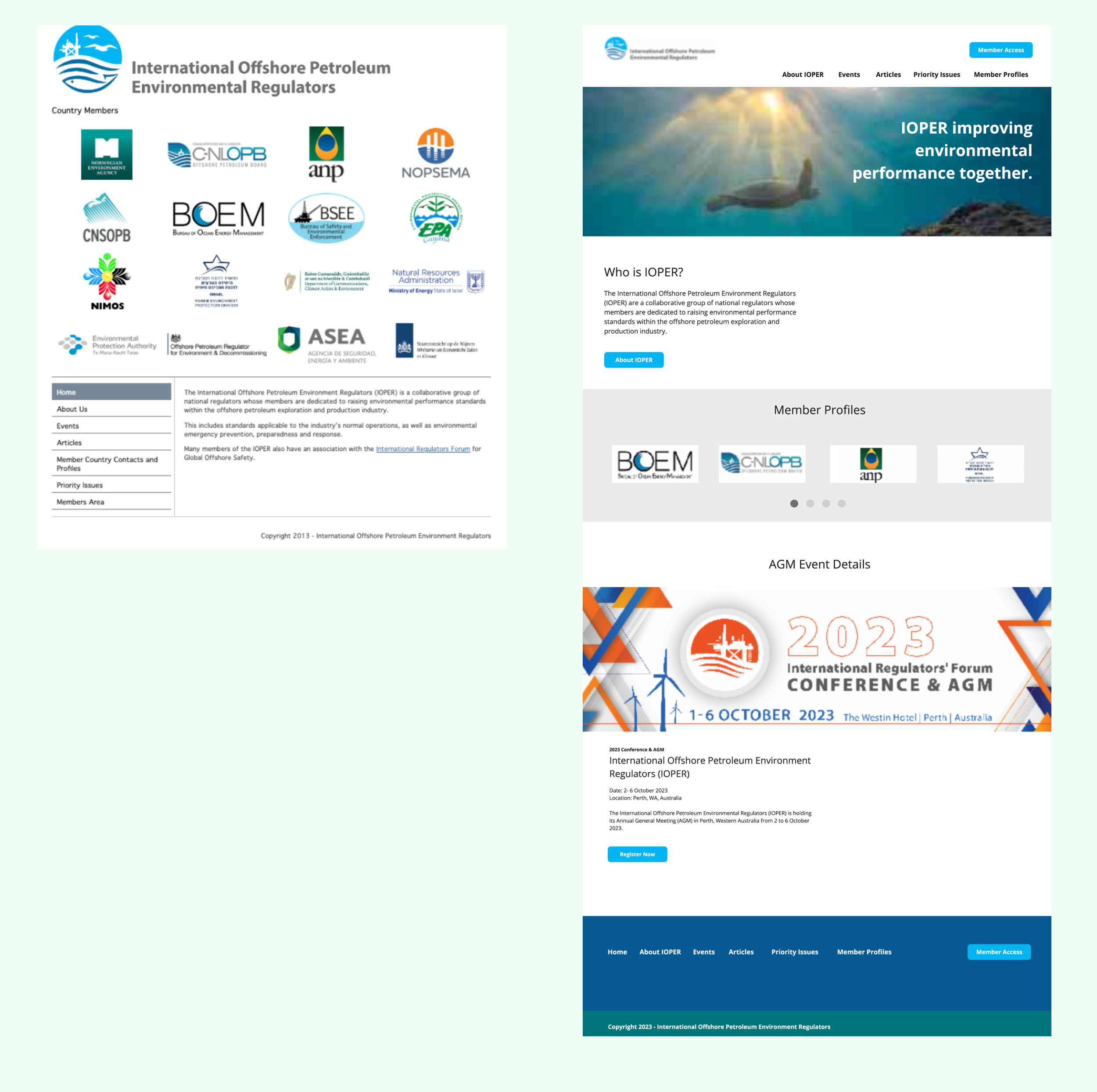 Website before and after images