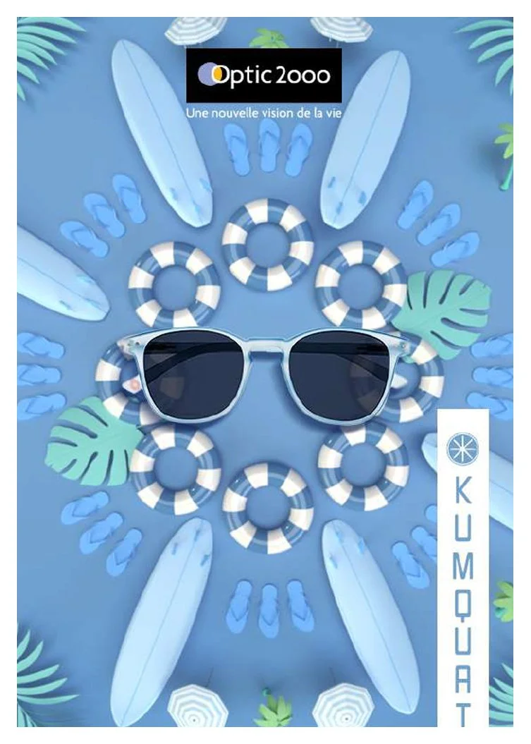 Kumquat poster blue sunglasses 3D design Laura Lapeby tutti frutti