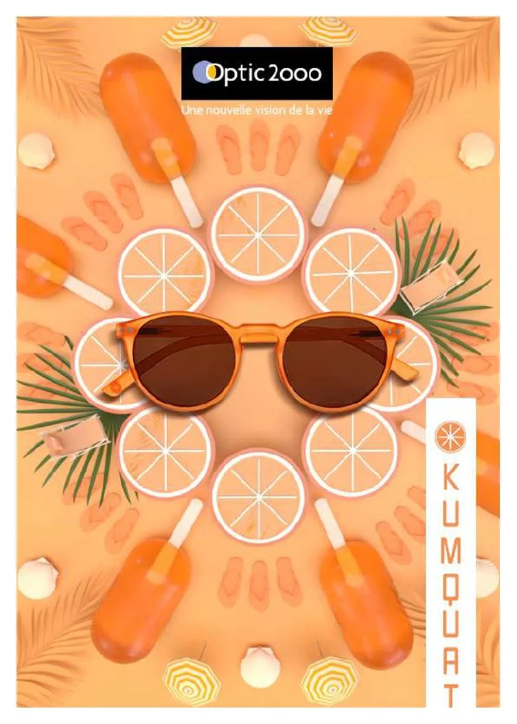 Kumquat poster orange sunglasses 3D design Laura Lapeby tutti frutti