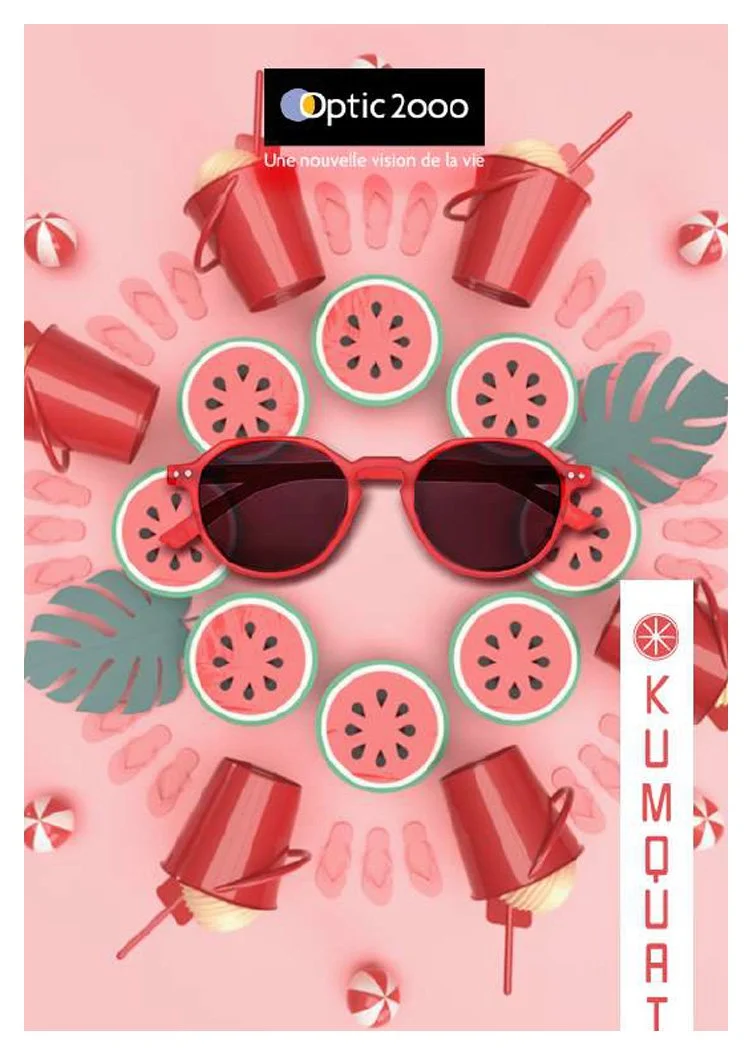 Kumquat poster red sunglasses 3D design Laura Lapeby tutti frutti