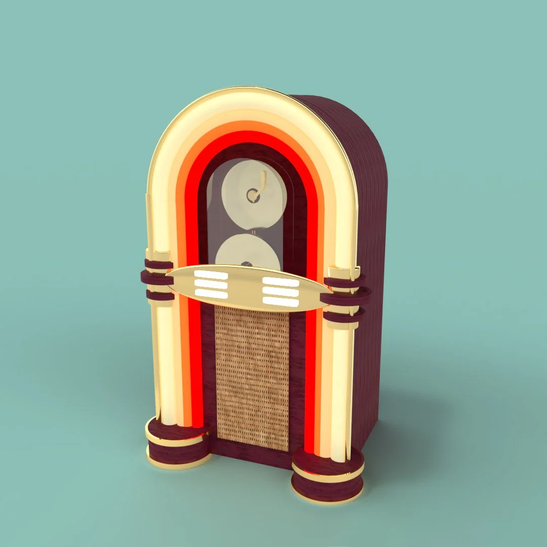3D  disco letter A jukebox adobe dimension Laura Lapeby