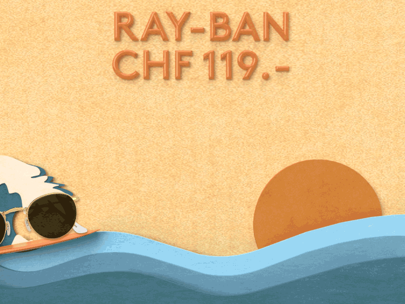 3D design paper cut effect Rayban Summer animation Laura Lapeby