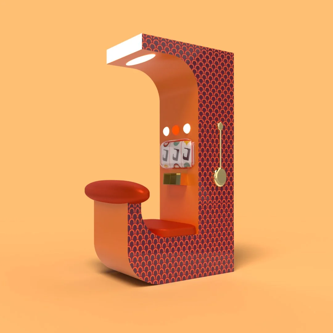 3D  disco letter J jackpot adobe dimension Laura Lapeby