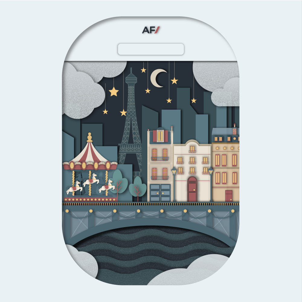 Paris by night paper cut illustration Laura Lapeby