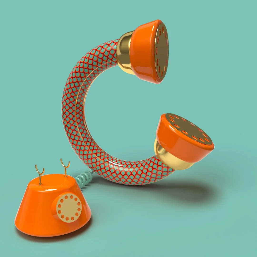 3D  disco letter C calling adobe dimension Laura Lapeby