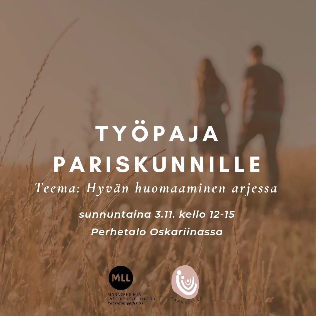 Syksy on alkanut ja kuljemme kohti pime&auml;&auml; ja kylm&auml;&auml; vuodenaikaa. P&auml;iv&auml;t lyhenev&auml;t, mutta samalla t&auml;yttyv&auml;t monenlaisilla menoilla. 

Lapsiperheess&auml; aikuisten arki on usein t&auml;ynn&auml; vastuita ja