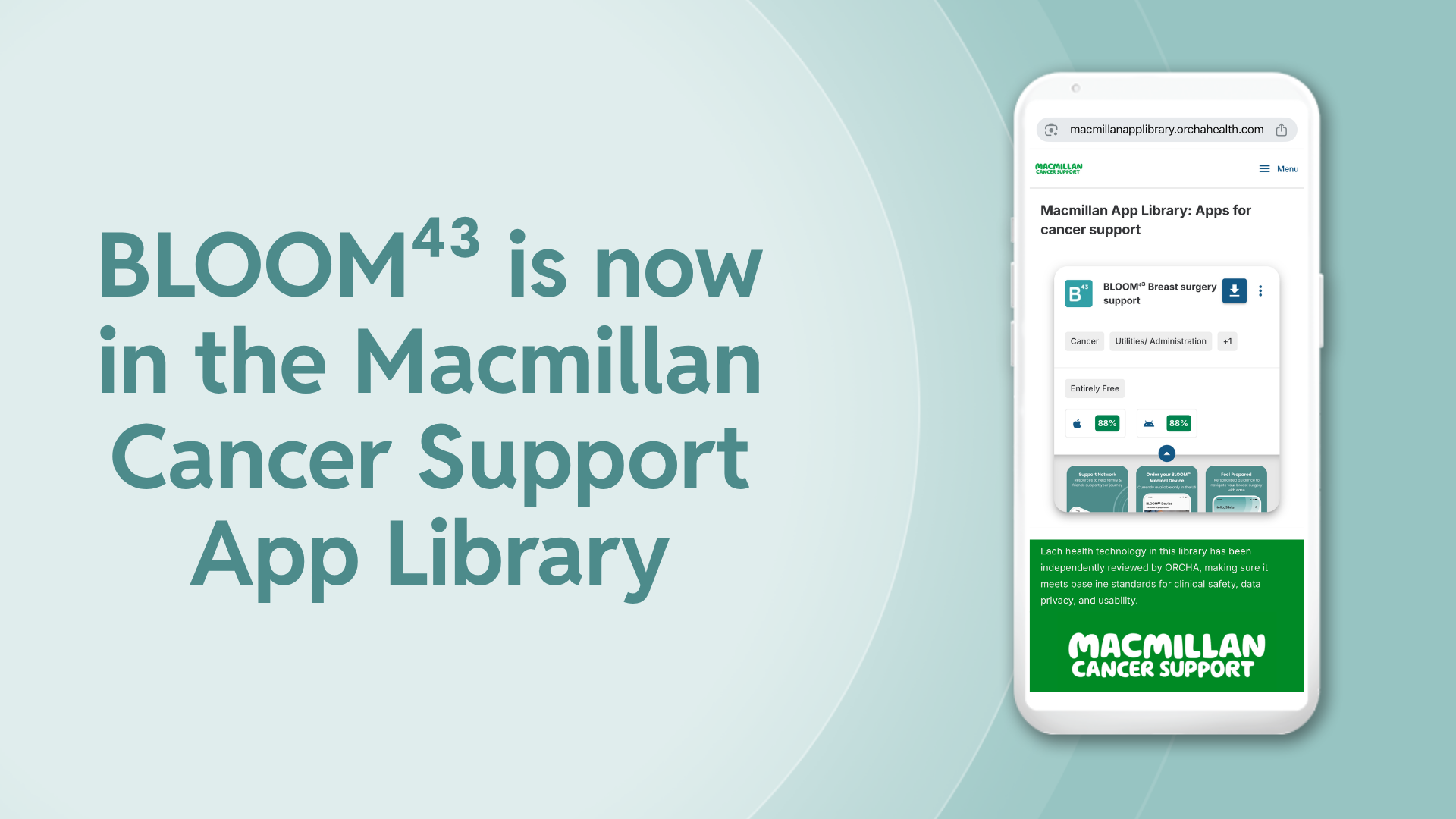 BLOOM⁴³ app now available in Macmillan's Cancer Support App Library