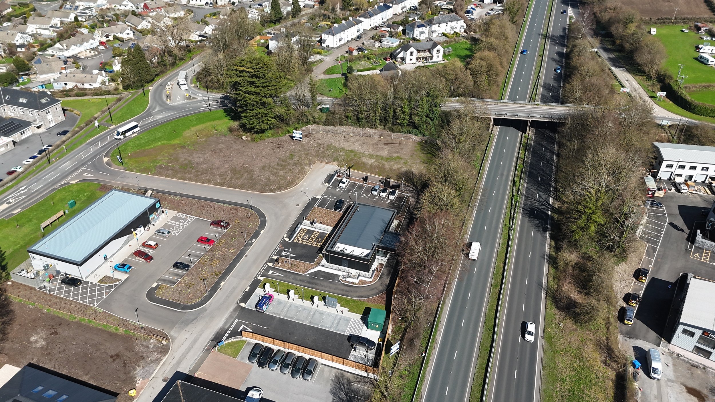 Aerial photo of Dolbeare and the A38