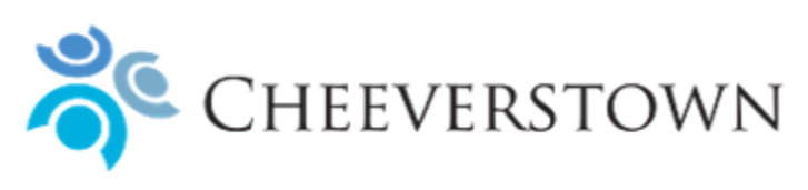 Cheeverstown House Logo. 'Cheeverstown' is written in all uppercase letters to the right in a serif script. To the right, three icons of circles with semi circles outside each one resemble a shamrock shape.