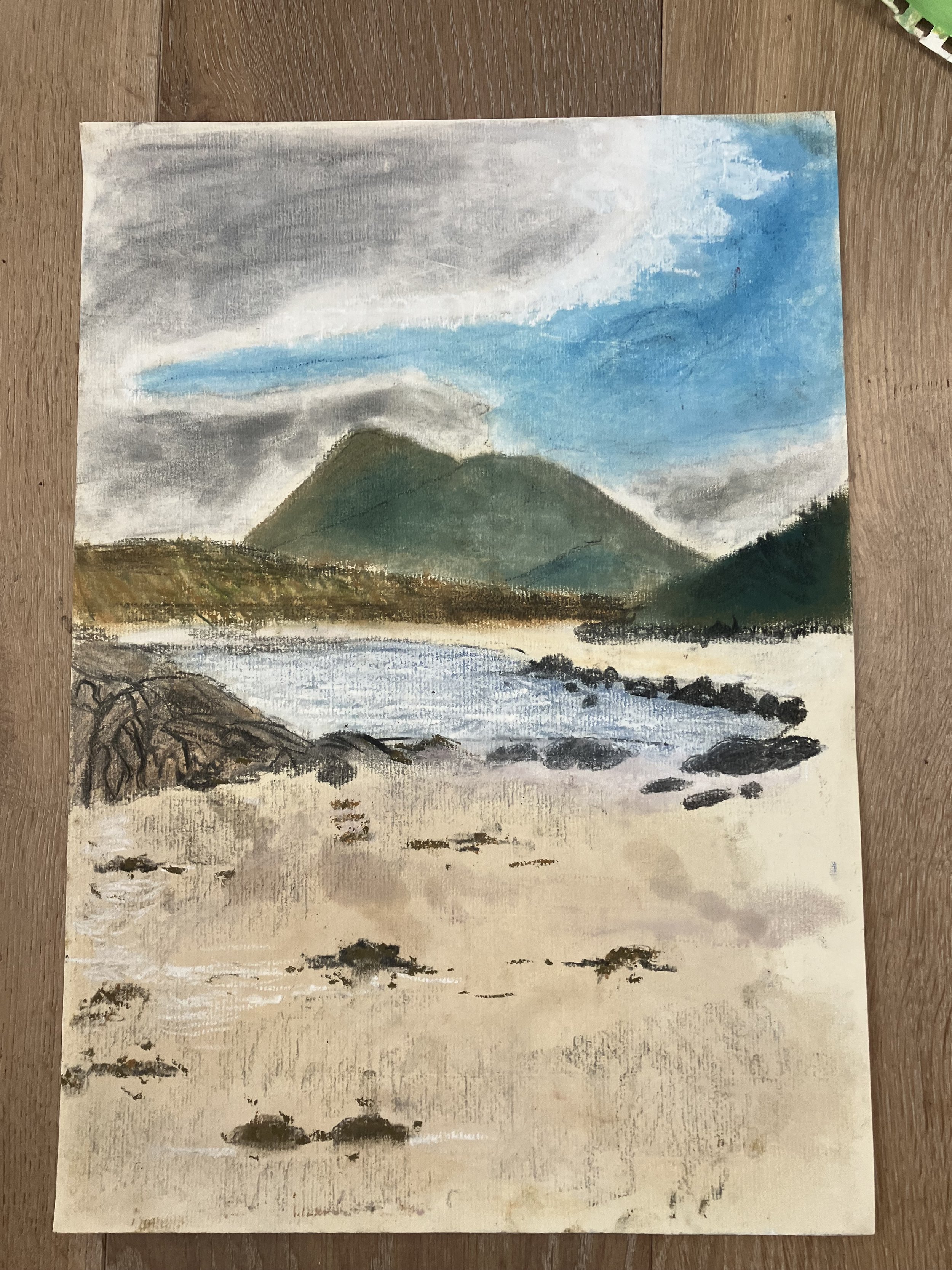 Landscape painting of a peaceful beach