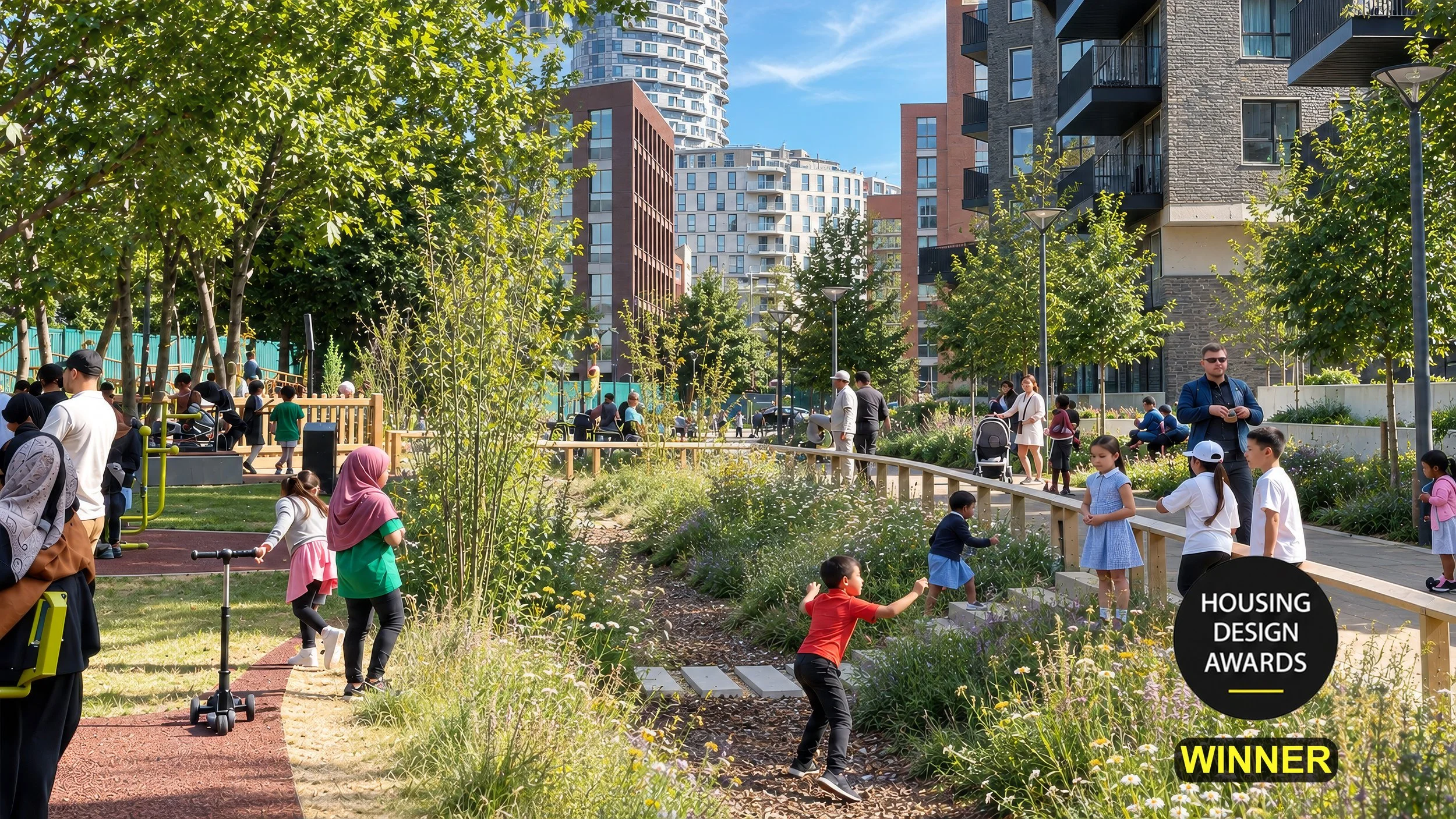 CREATING JOY THROUGH LANDSCAPE FOR RESIDENTS AT BLACKWALL REACH MILLENNIUM GREEN - WINNER OF THE HOUSING DESIGN AWARDS 2026