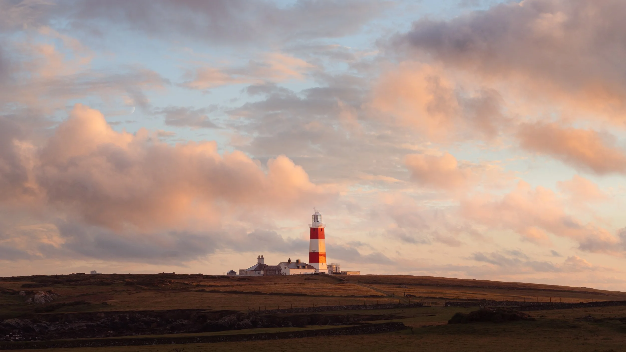 Bardsey Island Lighthouse at Dusk