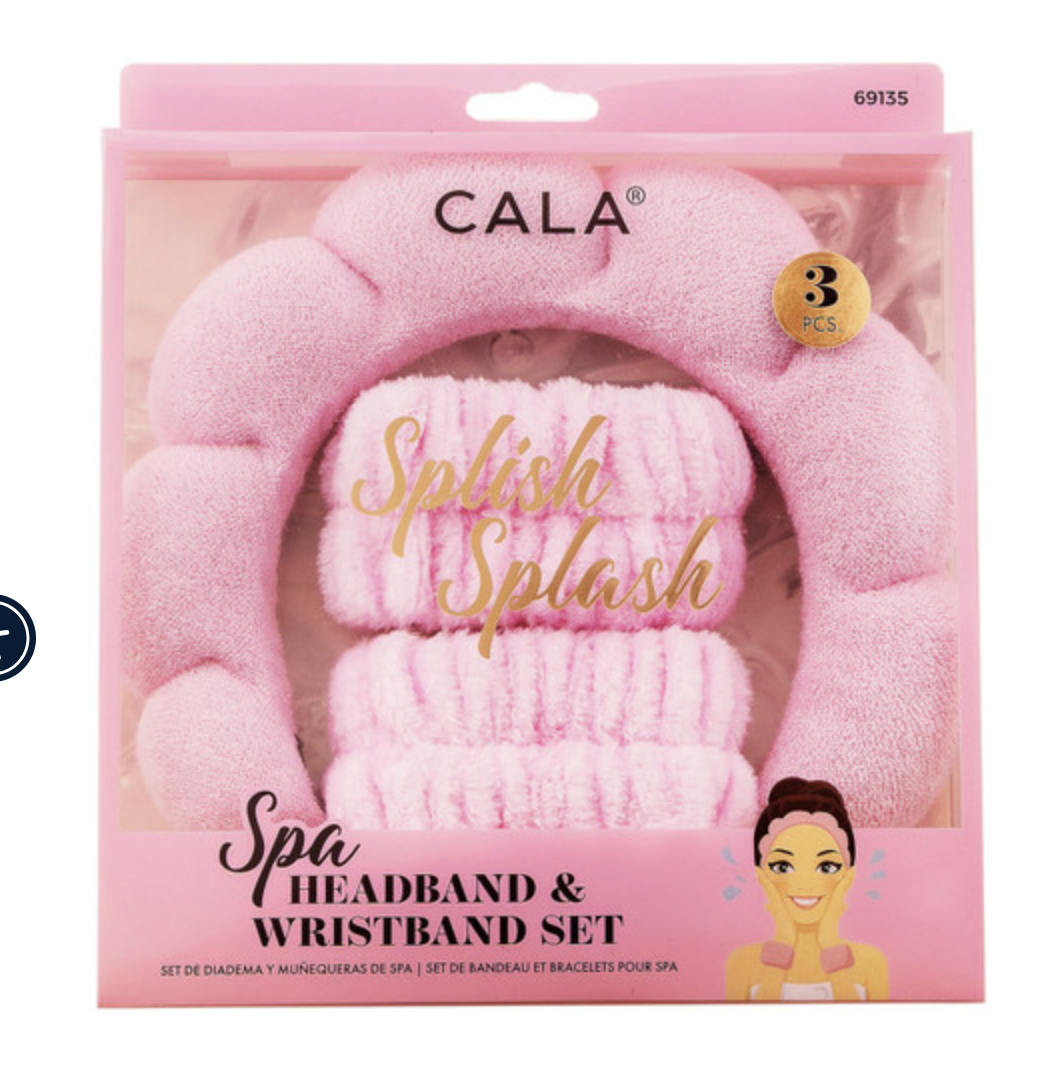 CALA Splish Splash Spa Headband and Wristband set - pink